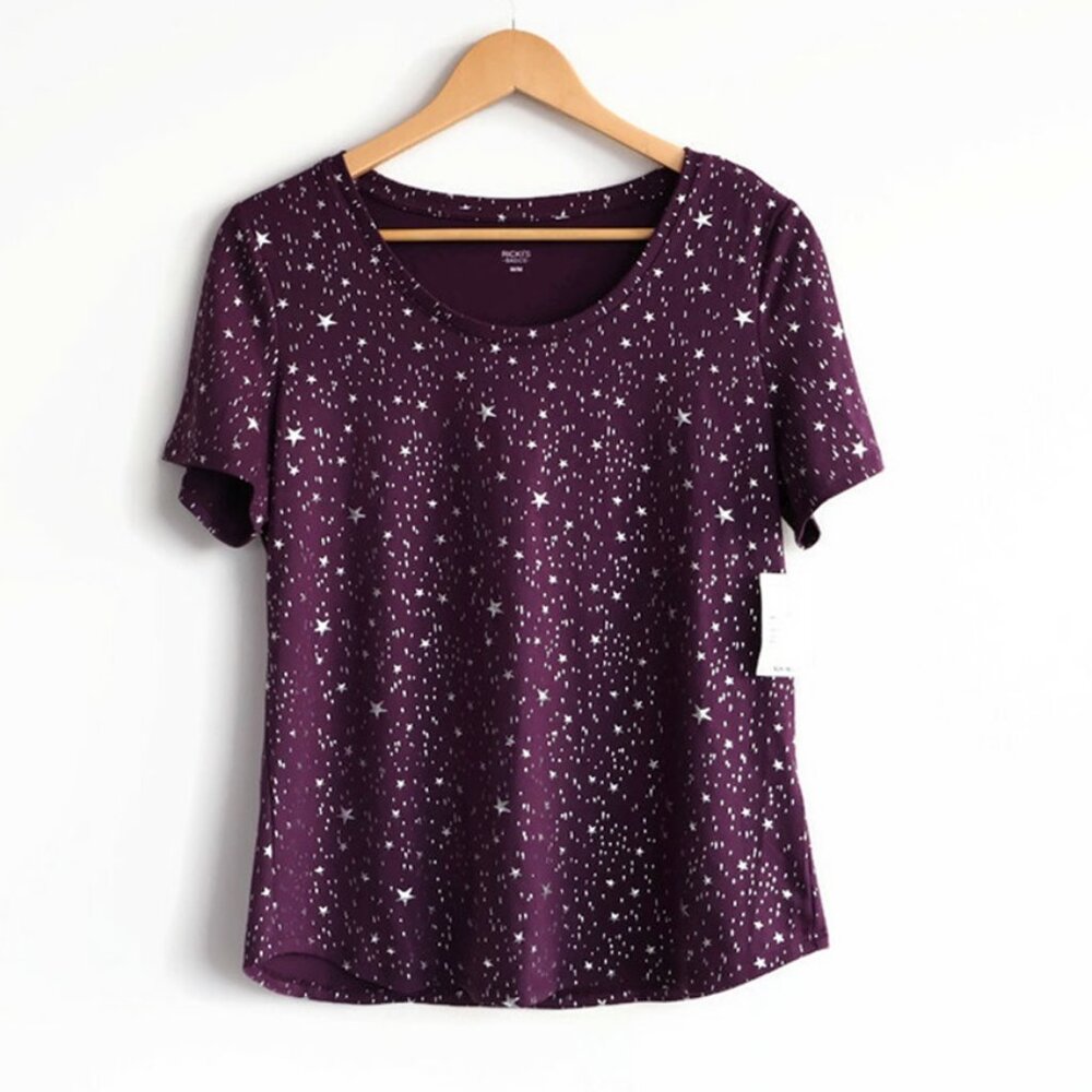 Ricki's Tee-shirt - Purple with silver stars - Size M - NWT